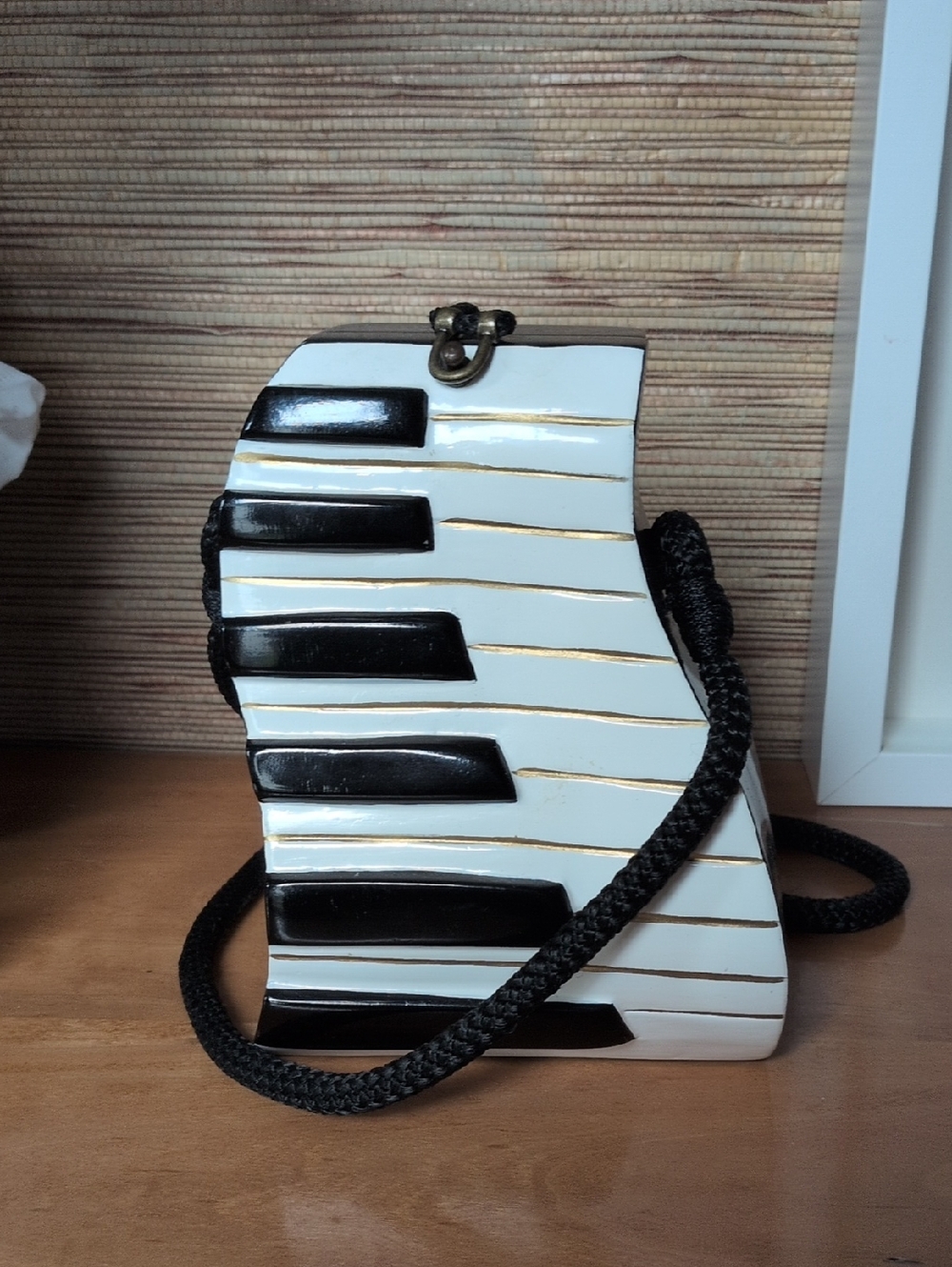 Black & White Piano Key Crossbody Bag - Women